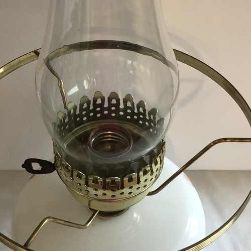 Vintage handbemalte rote Rose vom Wind verweht Hurrikan Salonlampe MCM - Bild 8 von 12