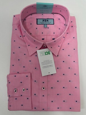 Hawes & Curtis Womens 14 US Star Dobby Semi-Fitted Cotton Shirt Pink SMBFF001