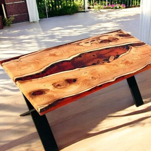 Mesa de jantar 48"x24" luxo resina epóxi feita à mão madeira e resina corredor decorativo - Imagem 3 de 4