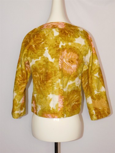 TALBOTS Petite Amber Yellow Pink Floral Rose Blazer Jacket Sz 4P - Picture 4 of 9