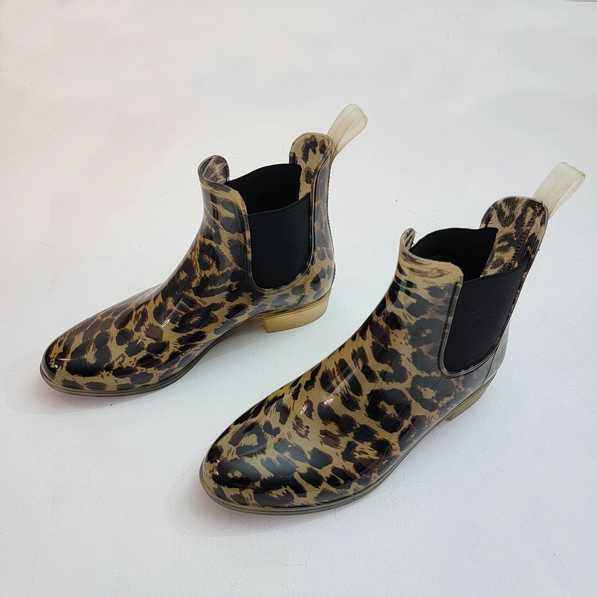 J.CREW Rain Booties Womens Size 8 Chelsea Leopard Print Pull On
