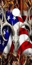 American Deer Skull Blaze Camo Cornhole Wrap Bag Toss Skin Decal Sticker Wraps