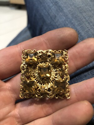 Vintage USSR Brooch Pins  Gold Plated Stone Jewelry Women's Fashion Collectibles
