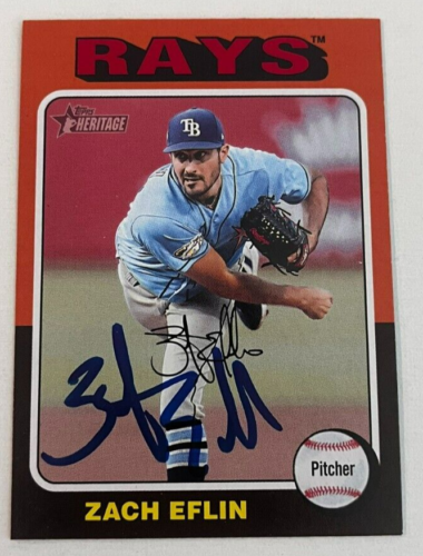 ZACH EFLIN SIGNIERT 2024 TOPPS HERITAGE BASEBALL KARTE AUTO