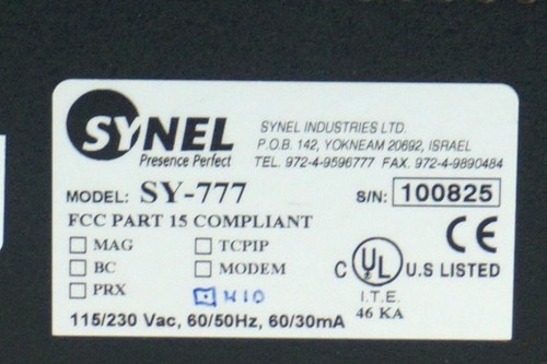 SYNEL Presence Perfect Terminal Model SY-777 IP 65 TimeAmerica - Picture 6 of 7