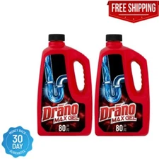 Drano Max Gel Drain Clog Remover 80 Fl Oz Pack Of 2 Fast Acting Safe For Pipes