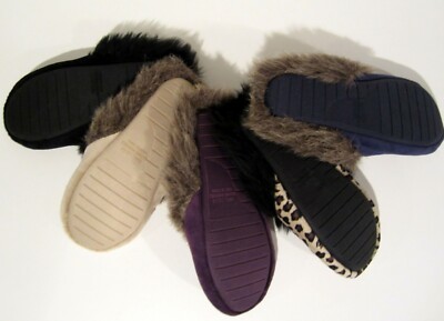Charter Club plush velvet slippers S 5-6 faux fur trim choose
