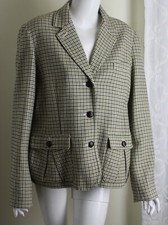 Talbots 18 runs 16 Gorgeous Equestrian Green Chic Houndstooth Blazer Jacket XL