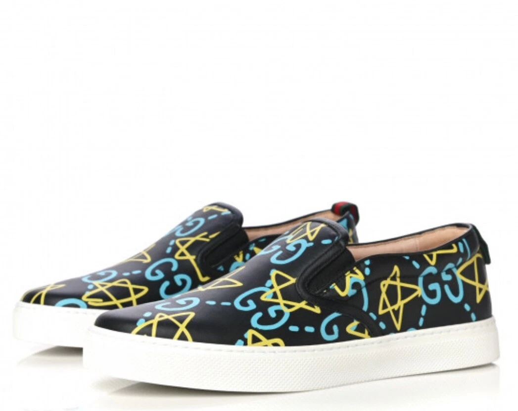 Baskets noires à enfiler homme Gucci Ghost Graffiti logo GG G 9/ US 9,5