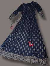 Indian Kurtis Small Dress Blue Mirror Session Sinched Waist Split Sides