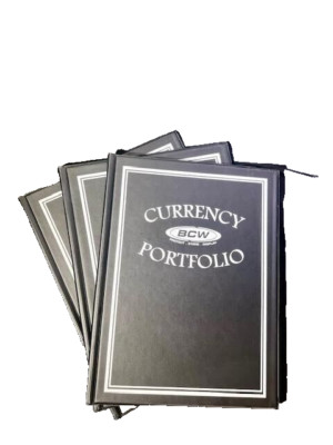 3 Pack BCW Black Currency Portfolios - 10 Pages / 30 Bills ea Portfolio ...