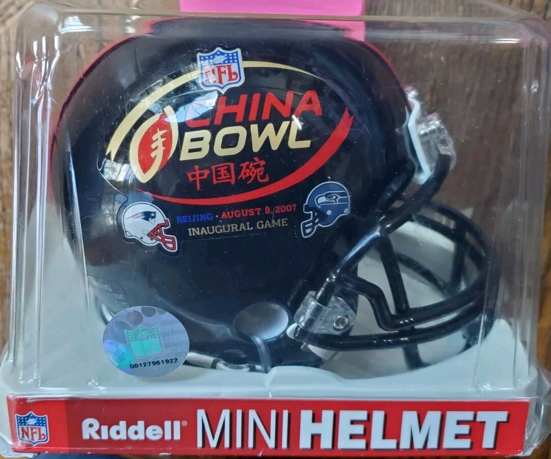 RARE 2007 China Bowl Patriots Seahawks Mini Helmet Riddell