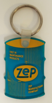 ZEP First in Maintenance Products Blue and Yellow Barrel Keychain Vintage