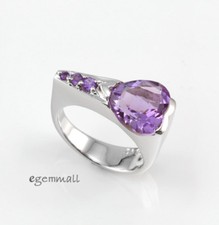 Amethyst Gemstone Heart In Sterling Silver Ring Size 6.25 65364