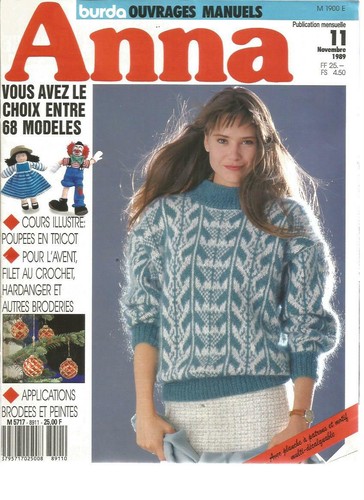 BURDA - ANNA N°11-1989 - POUPEES EN TRICOT / AVENT / HARDANGER / APPL. BRODEES