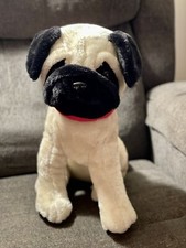 CalPlush Pug Dog Stuffed Animal Plush Cream Black Red Collar 9567-16 2019