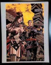 Superman Wonder Woman steampunk by Dan Panosian 11x14 FRAMED DC Comics Art Print
