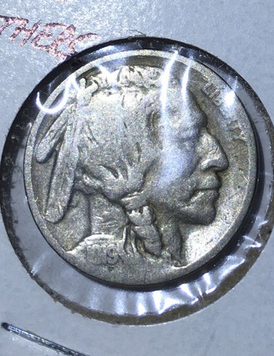 BUFFALO 5c 1919 VG 2 1/2 FEATHERS ERROR KM 134 - Picture 2 of 3