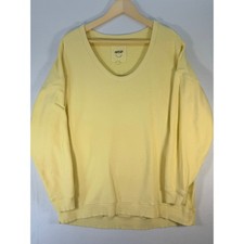 Aerie Beach Daze Oversized Sweatshirt Yellow Graphic Scoop Neck Cotton Medium