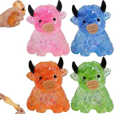 Highland Cow Squishy, Mini Cute Animal Squeeze Toy for Adults Cow Lovers