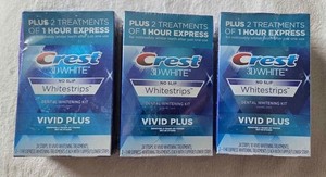 Crest 3D White Whitening Strips Kit - Vivid Plus (Brand New) Set of 3