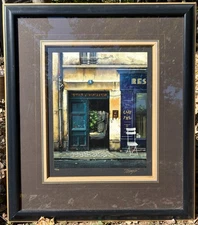 Thomas Pradzynski Titled "Le Cafe" Signed & # 15/150 Serigraph on Paper Framed