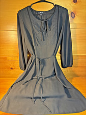 Simply Vera Vera Wang Women Black Tie Belt Tunic Dress Pretty Detail Size M