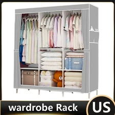 67" Portable Clothes Storage Home Closet Organizer Wardrobe Rack Shelf Dustproof