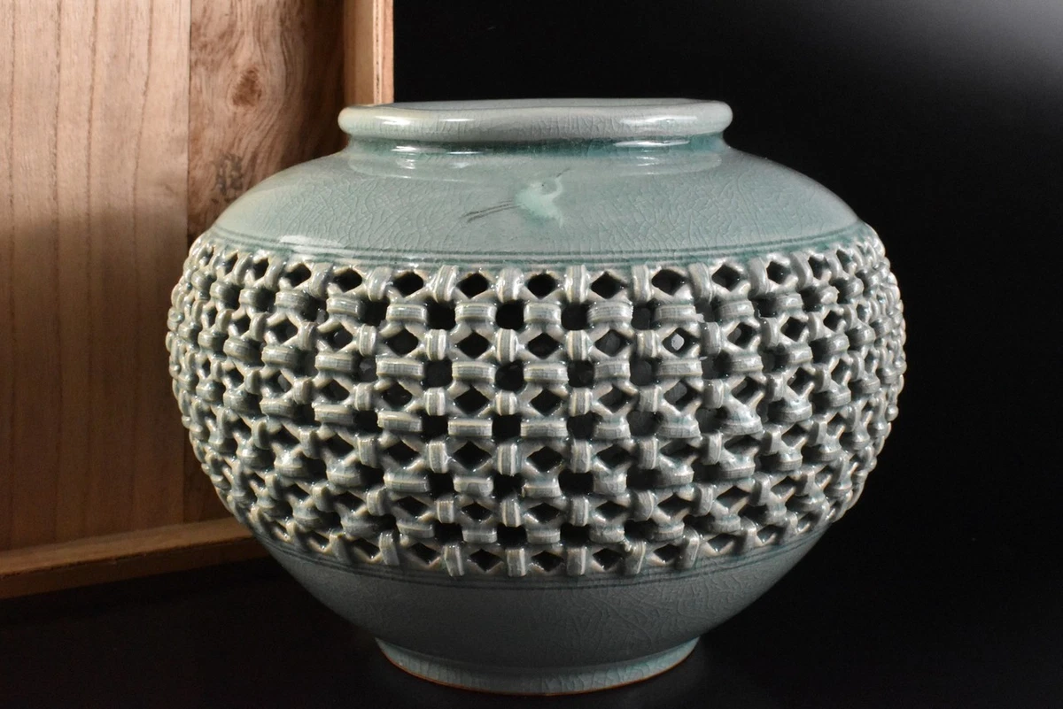 陶瓷绿色花瓶韩国古董| eBay