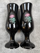 Tequila Rose Shot Glasses Set of 2 Black Footed Rose Logo Barware Collectible