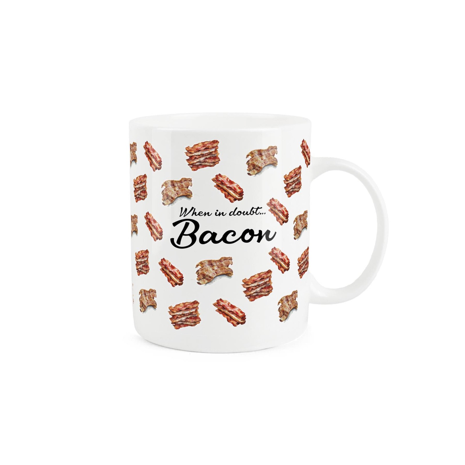 Novelty Bacon Mug - When in Doubt Food Gift/Present - Tea/Coffee Bone China Cup