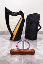 12 Strings Solid Wood Traditional Harp, With Free Carry bag Tuning Key Wrench