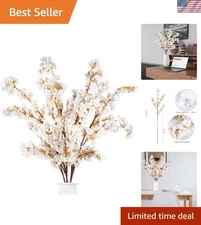 Ivory Cherry Blossom Branches - 39 Inch Set for Timeless Home Aesthetics