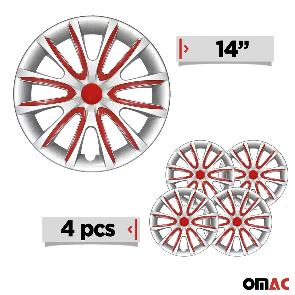 14" Wheel Covers Hubcaps for Honda Grey Red Gloss - Image 3 of 4