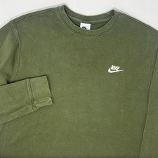 Nike Sportswear Club Fleece Crew Neck Pullover Sweatshirt Men Size Medium Green