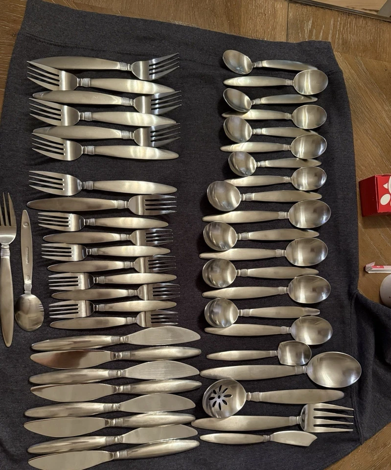 Juego de 45 piezas de acero inoxidable Pfaltzgraff Satin Raleigh para 8 piezas para servir Foto 2 de 4