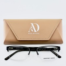 NEW GEOFFREY BEENE G437 GUN Brown Rectangle Half Rim Eyeglasses 52-17-140 B:33