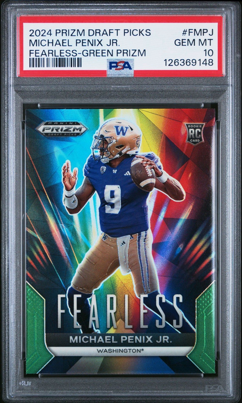 Michael Penix Panini Prizm Draft Picks Fearless #FMPJ Green Prizm