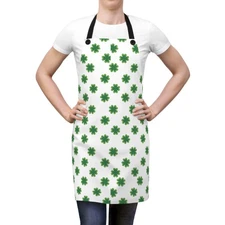 St. Patrick's Day Apron, Lucky Clover Kitchen Apron, Chef Gift, Baking Apron,