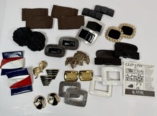 Lot 16 Pair of Shoe Clips Some Signed S.G. D'OR Gold-tone Pearl Cloth Vintage