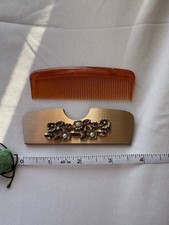 Vintage Brass Floral Comb Case With Comb