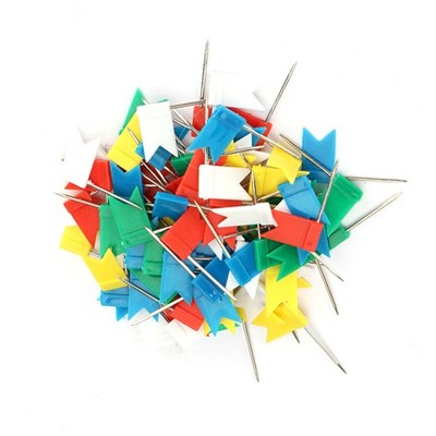 100PCS Flag Marker Shape Map Pins Cork Notice Board Push Assorted Office&Home A