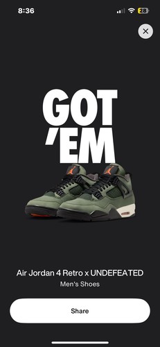 Nike Air Jordan 4 Retro x UNDEFEATED (2025) - UK8,5 - Confirmed SNKRS Order