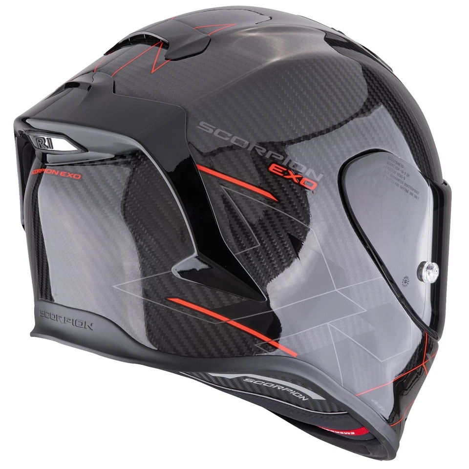 Scorpion Exo-R1 Evo Carbon Air Cynergy Integralhelm Schwarz / Rot Motorradhelm - Bild 3 von 3