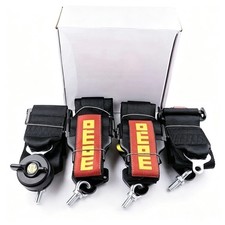 Black Momo 4 Point 3 Seat Belt Quick Release Seatbelt Snap-on Harness