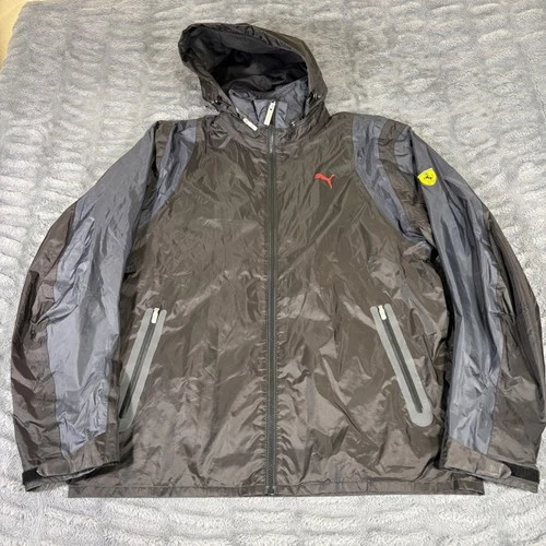 Puma Scuderia Ferrari Windbreaker Jacket Mens Large Black Full Zip Hooded F1 - product listing photo