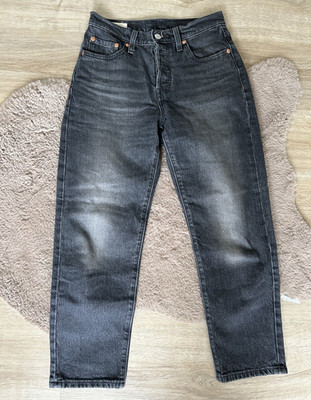 Levi's 501 Premium Damen Jeans grau dunkle Waschung Straight W25 L26 Denim