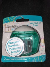 Scribble Stuff 2-Hole Pencils Sharpener with Eraser Translucent Green