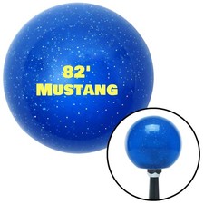 Yellow 82 Mustang Blue Metal Flake Shift Knob...