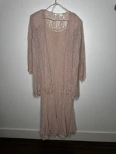Candlelight & Champagne 2 Piece Lace Formal Dress Set Blush Pink Jacket 